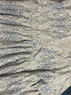 Source Unknown Cream Midi Dress with Blue Ikat Print